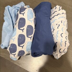 Blue Whale Print Crib (fitted) Sheets